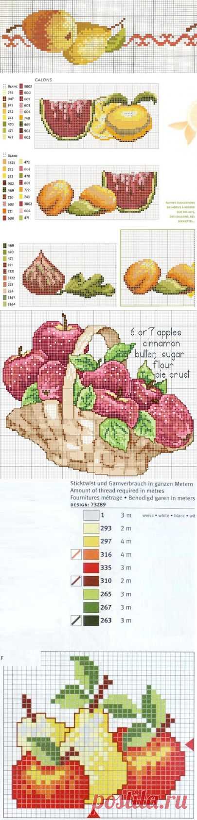 Схемы вышивки: фрукты, ягоды.