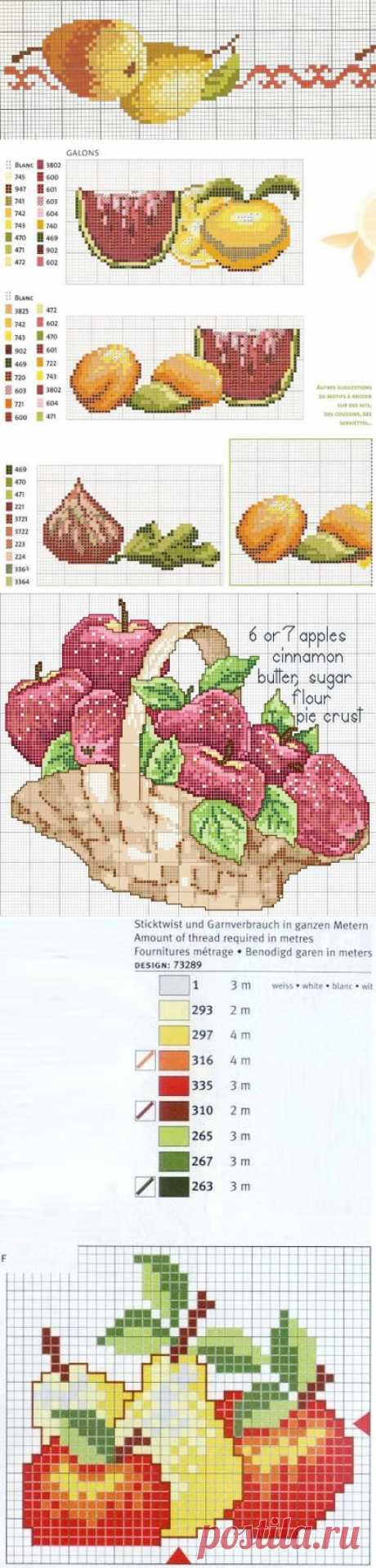 Схемы вышивки: фрукты, ягоды.