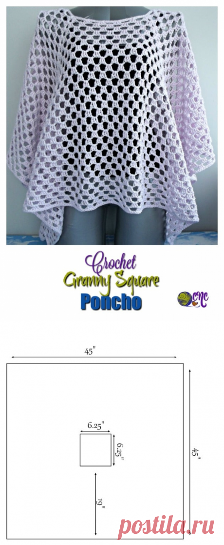 Вязание Крючком Бабушка Квадрат Пончо-Crochetn'Jrafts