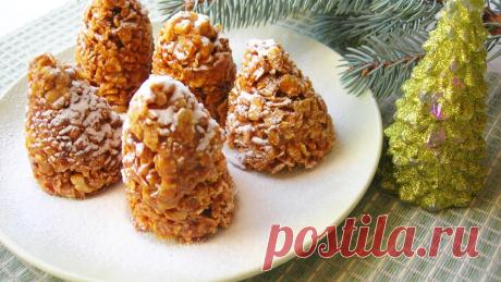 Новогодний десерт без выпечки «Еловые шишки» - YouTube