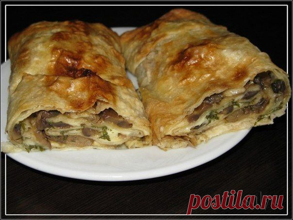 Очень вкусный грибной рулет из лаваша