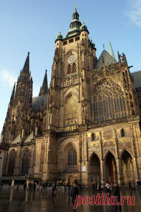 Stained glass window in St. Vitus Cathedral in Prague that was designed by Czech Art Nouveau master, Alphonse Mucha. | St. Vitus Cathedral, Prague, Czech | Cathedrals