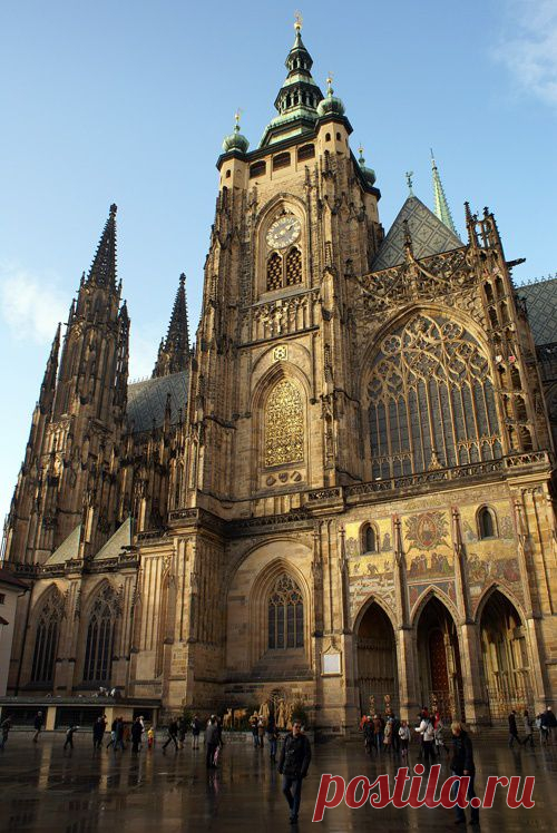 Stained glass window in St. Vitus Cathedral in Prague that was designed by Czech Art Nouveau master, Alphonse Mucha. | St. Vitus Cathedral, Prague, Czech | Cathedrals