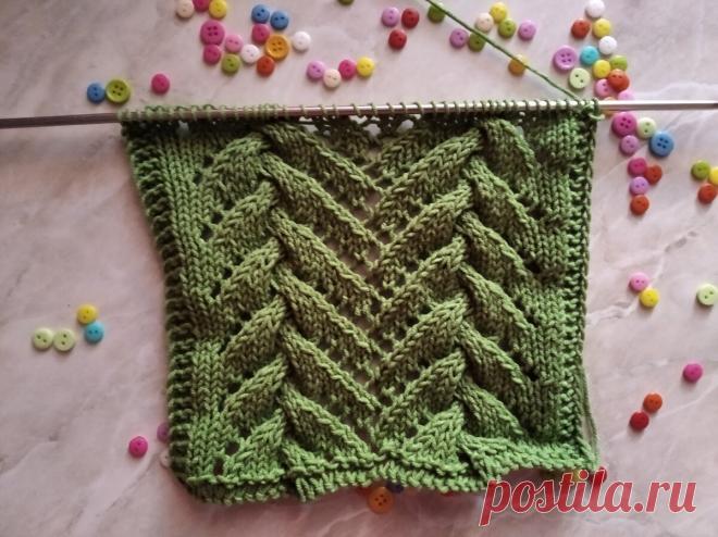 Ажурный узор в виде елочек со схемой. | Вязаные истории Басика | Яндекс Дзен