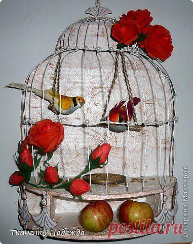 Три винтажные клеточки-беседки для птичек, из картона и проволоки. Мастер-классы.