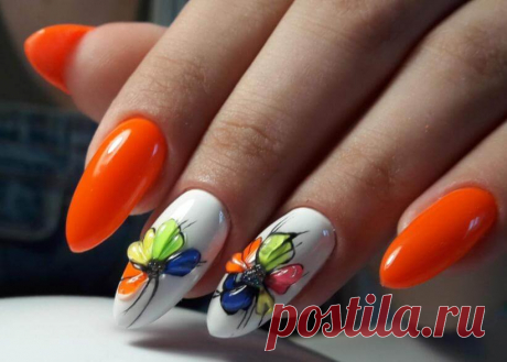 Для тех, кто не боится выглядеть ярко: фотоподборка эффектного маникюра в оранжевом цвете