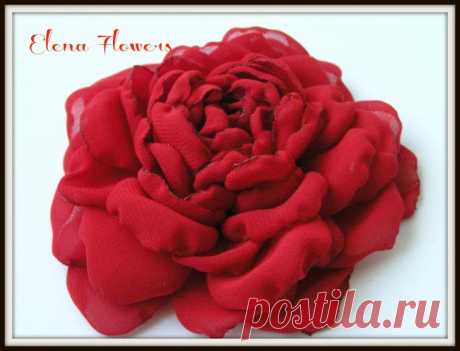 Роза из шифона Мастер класс от Elena Flowers - Ярмарка Мастеров - ручная работа, handmade