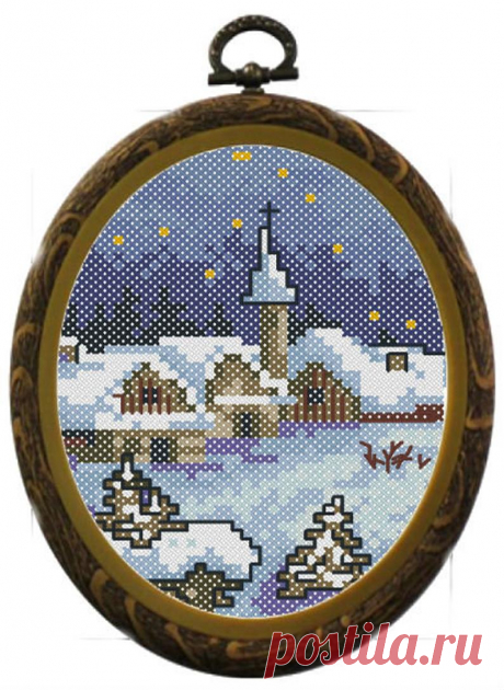 Winter Village Landscape Cross Stitch PDF Pattern Download | Etsy