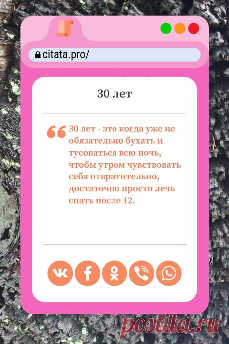 Цитата про «30 лет» — 30 лет - это когда уже не обязательно бухать и…