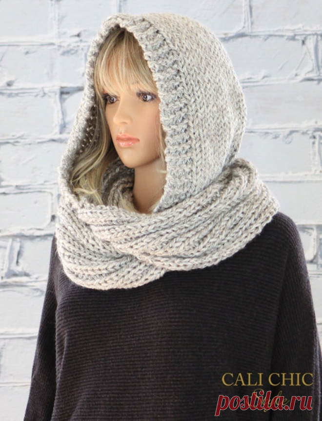 Hooded Scarf Pattern Celine Knit Hooded Infinity Scarf | Etsy