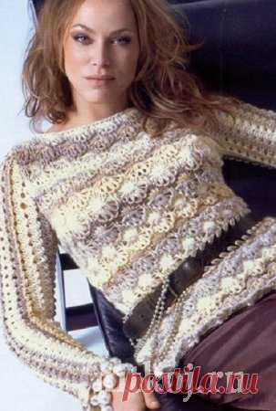 Ажурный джемпер спицами » Ниткой - вязаные вещи для вашего дома, вязание крючком, вязание спицами, схемы вязания