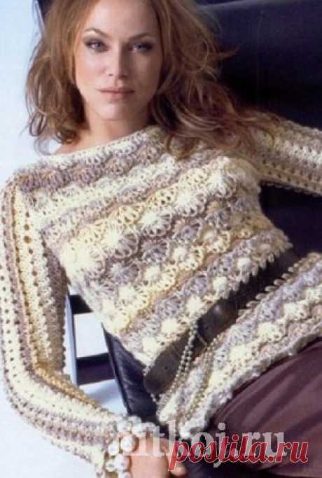 Ажурный джемпер спицами » Ниткой - вязаные вещи для вашего дома, вязание крючком, вязание спицами, схемы вязания