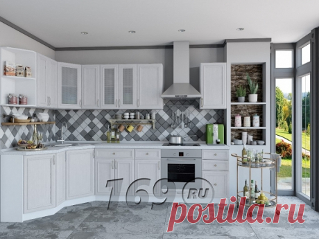 Угловая кухня Шале-03 Milk Oak МДФ - 36 067 руб. | Фото модульной кухни в интерьере