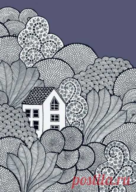 Красивые рисунки в технике зентангл Красивые рисунки в технике зентанглВы можете повторить их или создать свои похожие.Достаточно взять контуры фигур и заполнить их узорами.