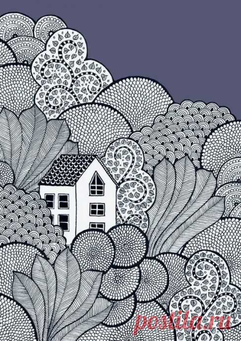 Красивые рисунки в технике зентангл Красивые рисунки в технике зентанглВы можете повторить их или создать свои похожие.Достаточно взять контуры фигур и заполнить их узорами.