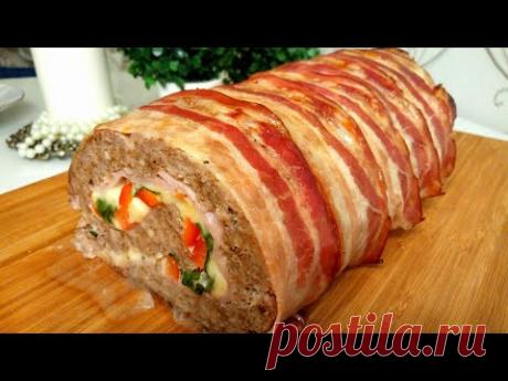 Мясной РУЛЕТ с Беконом: Сочный Внутри и Хрустящий Снаружи! На Новогодний Стол! Meatloaf with Bacon.