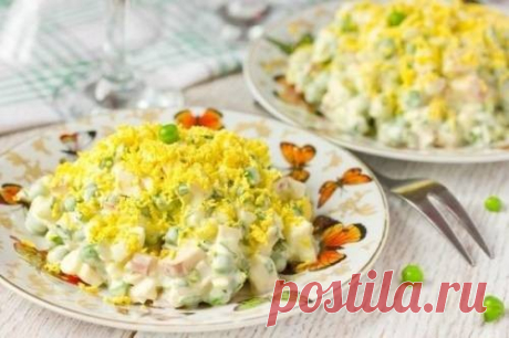 Салат с курицей, оливками и зеленым горошком - рецепт с фото / Простые рецепты