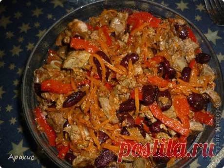 Куриная печень с овощами по-мексикански