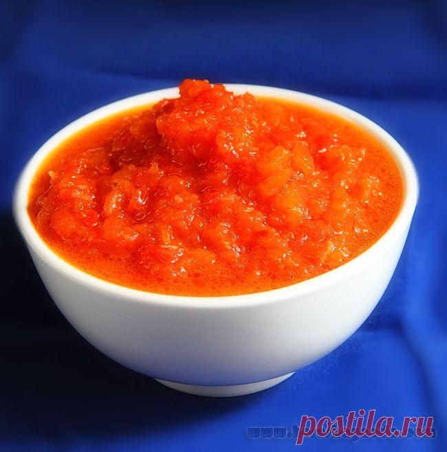 Аджика с яблоками, сладким перцем и помидорами… — Вкусные рецепты