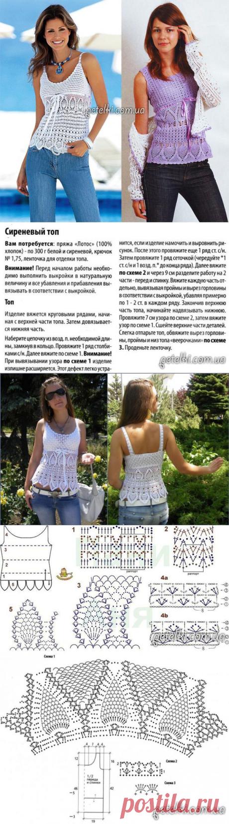 Красивые летние ажурные топы крючком. Описание, схемы, выкройка