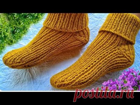 👌 ШЕДЕВР!!!💥ЛЮБОЙ СМОЖЕТ СВЯЗАТЬ!!!💥Вязаные носочки на двух спицах👌