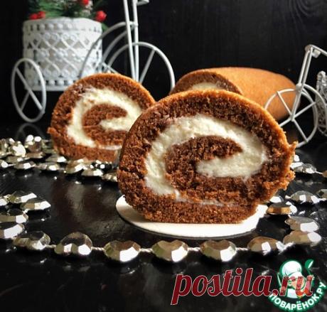 Шоколадный рулет со сметанным кремом – кулинарный рецепт