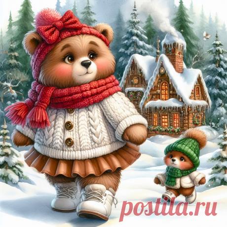 Мишки на прогулке(нейросеть)