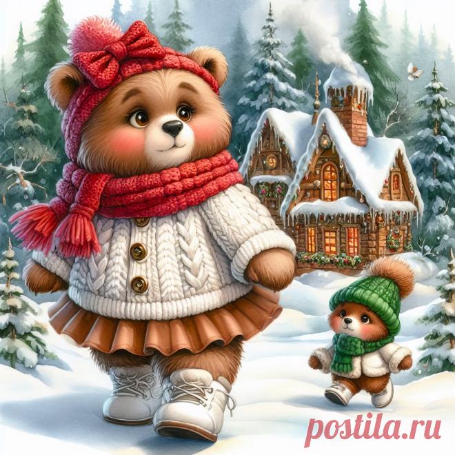 Мишки на прогулке(нейросеть)