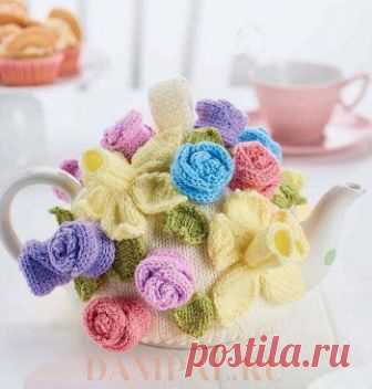 Грелка на чайник с весенними цветами. Спицами. / DAMские PALьчики. ru