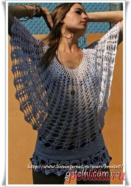 Вязаная туника-сетка. Схема, выкройка...