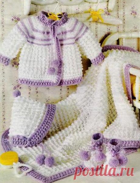 вязаный крючком комплект для новорожденного