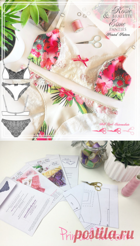 PRINTED sewing pattern Esme Panties &amp; Rosie Bra от EvielaLuveDIY