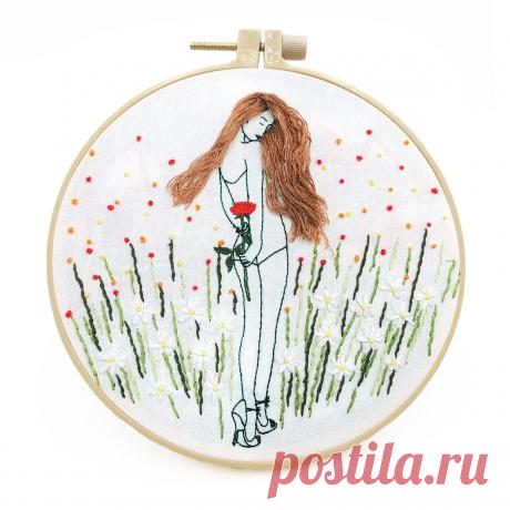 Набор для вышивки в эстетике человека, набор для рукоделия «сделай сам», для вышивки крестиком для начинающих, без обруча | AliExpress