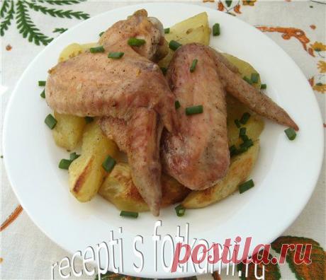 Куриные крылышки с картошкой в духовке - пошаговый рецепт с фото