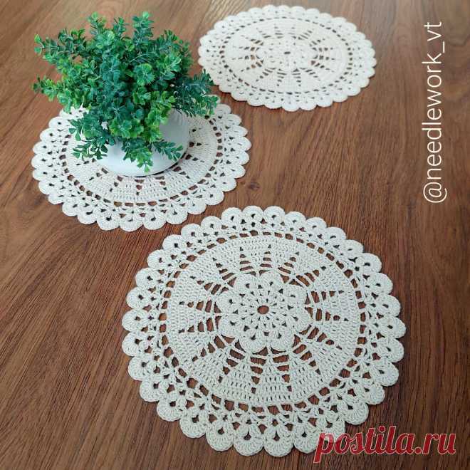 Круглая салфетка крючком. Схема. / knittingideas.ru