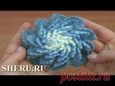Подробный видео урок вязания нежного красивого цветка для начинающих. Такие вязаные цветочки можно использовать для украшения шапки, берета, платья или блузы.