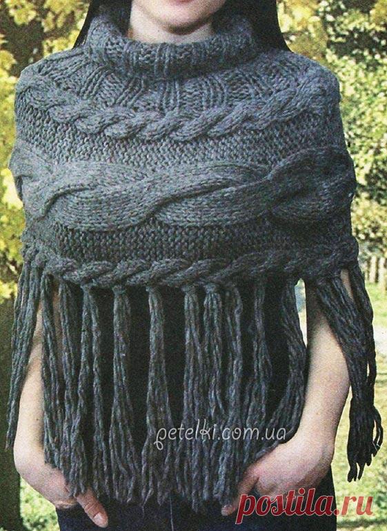 Накидка на плечи спицами. Описание вязания, схемы