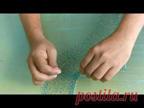 French knot embroidery stitching slow motion video