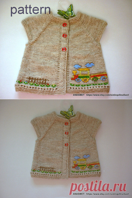 Knitting baby pattern.Pattern baby cardigan.Knitted baby