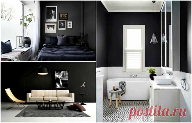 Черная стена, как изысканная деталь современного интерьера | Мой дом