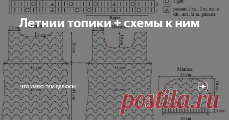 Летнии топики + схемы к ним Приветствую вас на моем канале.
Сегодня будет обзор топов для лета. Так как я сейчас еще не могу вам предложить статью по изделию, которое у меня в работе, то решила вам предложить подборку интересных (на мой взгляд) топов.
Все схемы и модели я нашла как всегда в открытых источниках на просторах интернета.
Возможно какая-то модель покорит ваше сердце и вы решите дать ей жизнь.
