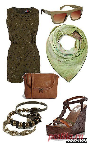 Оригинальный комбинезон цвета хаки из перфорированной ткани украсит Ваш летний гардероб и обеспечит комфорт в самую жаркую погоду.