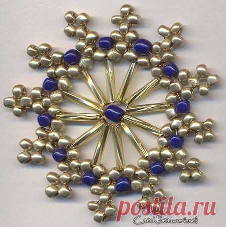 Снежинки бисером. Схема плетения / Необычные поделки