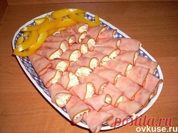 Рулетики из ветчины с сыром и чесноком - Простые рецепты Овкусе.ру