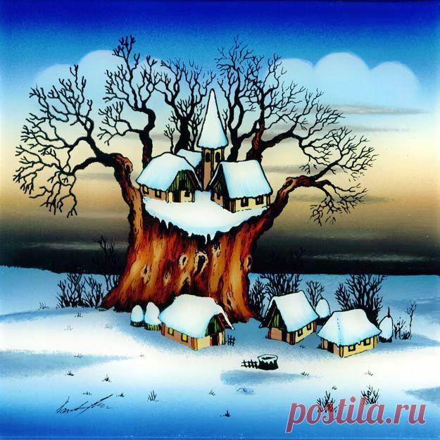 ч. 2. Наивное искусство Mile Davidovic(Миле Давидович). Мне очень !!!нравится. Так ярко | santa3