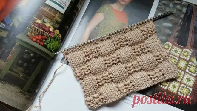 Запись на стене Вяжем узор с эффектом 3d объёма ☕🍂 knitting pattern.