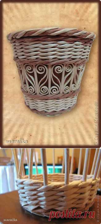 Плетение из бумаги+квилинг. Кашпо. МК..