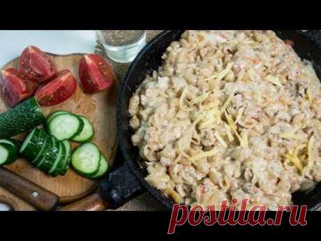Макароны с курицей и сырным соусом Обед за полчаса