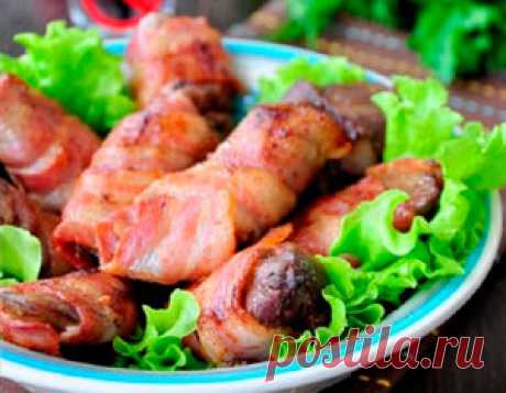 «Румаки» с беконом и маринованной куриной печенью:Рецепт №1