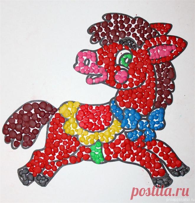 Яркие аппликации из пластилина на картоне